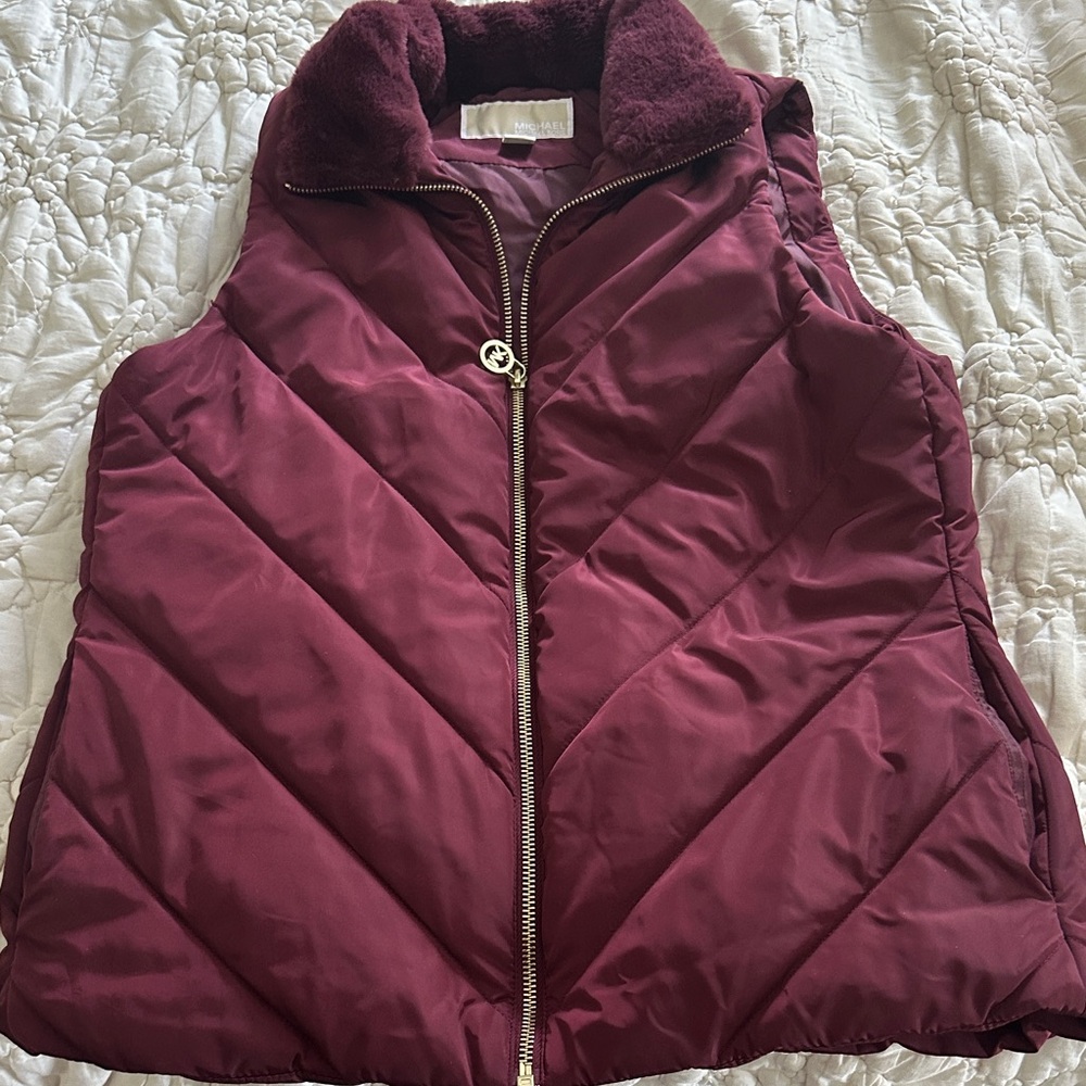 Michael Kors Maroon Quilted Vest